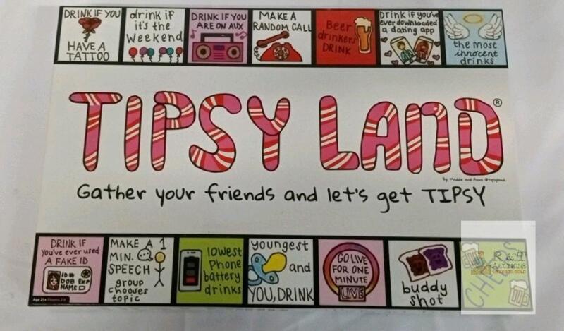 NEW Tipsy Land Adult Drinking Board Game, Standard Edition, 2+ Players, 60 Waterproof Cards, Complete Set