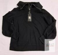 NEW PrinStory Women's Black Quarter-Zip Pullover Sweatshirt, Size Small, Balloon Sleeves,