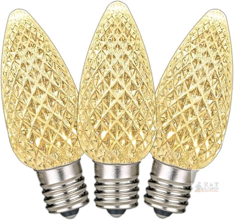 New Novelty Lights 25PK C9 LED Faceted Ultra Bright Dimmable Outdoor Christmas Light Replacement Bulbs