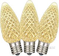 New Novelty Lights 25PK C9 LED Faceted Ultra Bright Dimmable Outdoor Christmas Light Replacement Bulbs