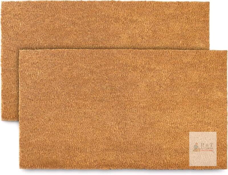 2 Plain Coir Doormat 30x17 Inch, Door Mat Coir w/Non-Slip PVC Backing, Blank Welcome Mat for Crafts and Small Biz