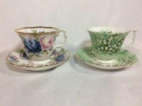 2 Vintage Royal Albert Cups & Saucers Sapphire Haymarket