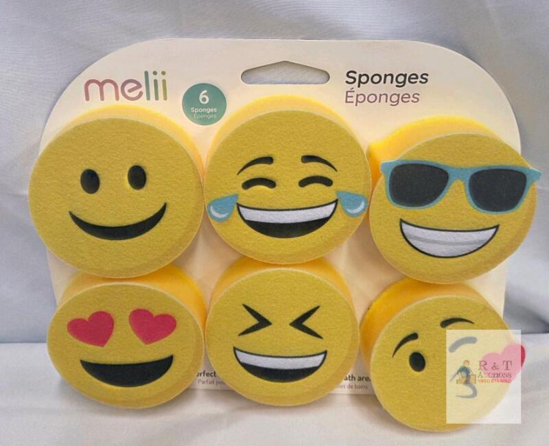 NEW Melii 6-Pack Emoji Dish Cleaning Sponges, Polyurethane Foam, 2.75" Diameter, Super Absorbent
