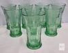 8 Coca-Cola 16oz Light Green Embossed Glasses, Classic Tapered Soda Fountain Style, 6" Tall
