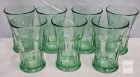 7 Coca-Cola Classic Glass Tumblers, 16.75 oz, Embossed Logo, Light Green Tint