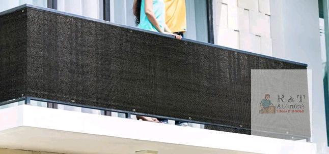 Black HDPE Balcony Privacy Screen 10ft x 3ft, 90% UV Block, Grommets, Ties/Rope Included