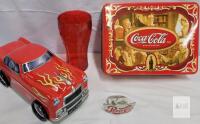 Coca-Cola Tin Lunchbox, Red Glass, Toy Car Tin, Pepsi-Cola Bottle Opener