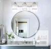 Aipsun 3-Light Bathroom Vanity Light Fixture, Chrome, Glass Shades, Wall-Mounted Retail's for $125 Includes single rack w/ 3 lights