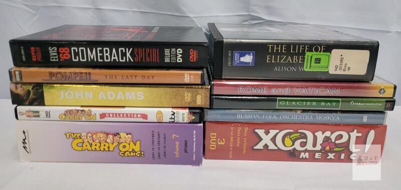 Mixed Lot: Box Sets - DVD & Audiobook - Elvis, John Adams, Elizabeth I, Pompeii, Travel PREOWNED