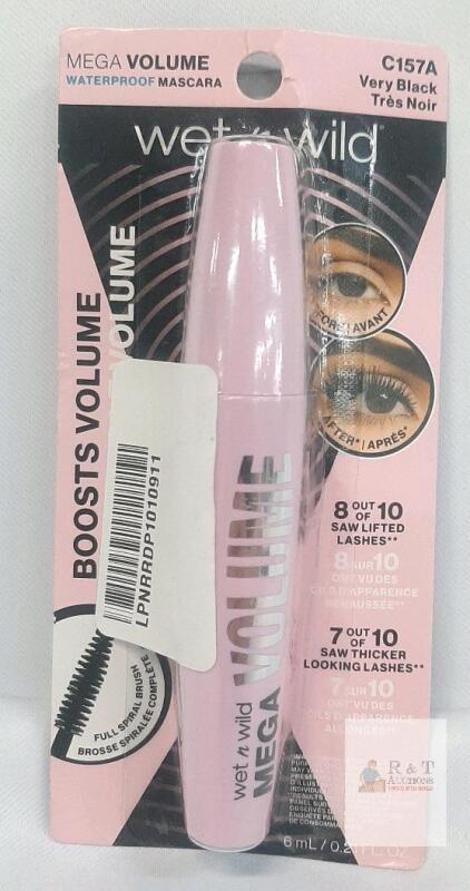 Wet n Wild Mega Volume Waterproof Mascara C157A Very Black, 0.2 oz, Full Spiral Brush, Sealed