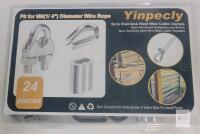 Yinpecly 24-Piece M6 Stainless Steel Wire Cable Clamp Kit for 1/4" Wire Rope