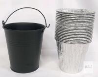 NUPICK Grease Bucket Kit for Traeger Grills &ndash; Black Steel Bucket with 12 Aluminum Liners