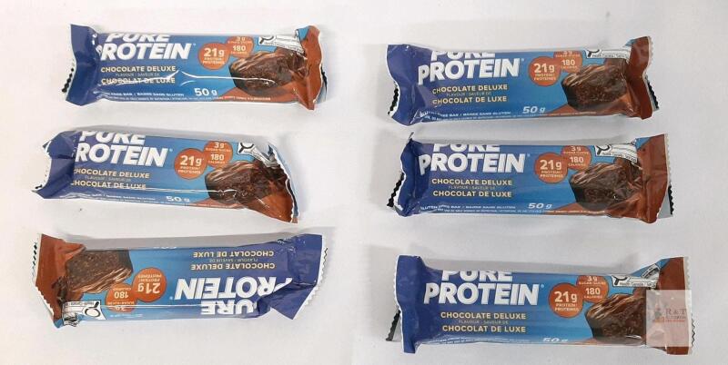Pure Protein Chocolate Deluxe, 21g Protein, 180 Cal, 3g Sugar, 50g Bars, Pack of 6