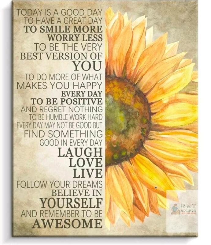 NEW Kas Home 16&rdquo; x 20&rdquo; Inspirational Sunflower Canvas Wall Art Quote Decor, Gallery Wrapped
