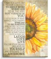 NEW Kas Home 16&rdquo; x 20&rdquo; Inspirational Sunflower Canvas Wall Art Quote Decor, Gallery Wrapped