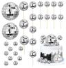 28 PCS PROCAN Disco Ball Cake Toppers, Multi-Size Silver Mirror Set, Model 24YY-LL009