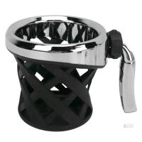 NEW Motorcycle Drink Cup Holder, Black with Chrome Finish, Fits 7/8" to 1-1/4" Handlebars