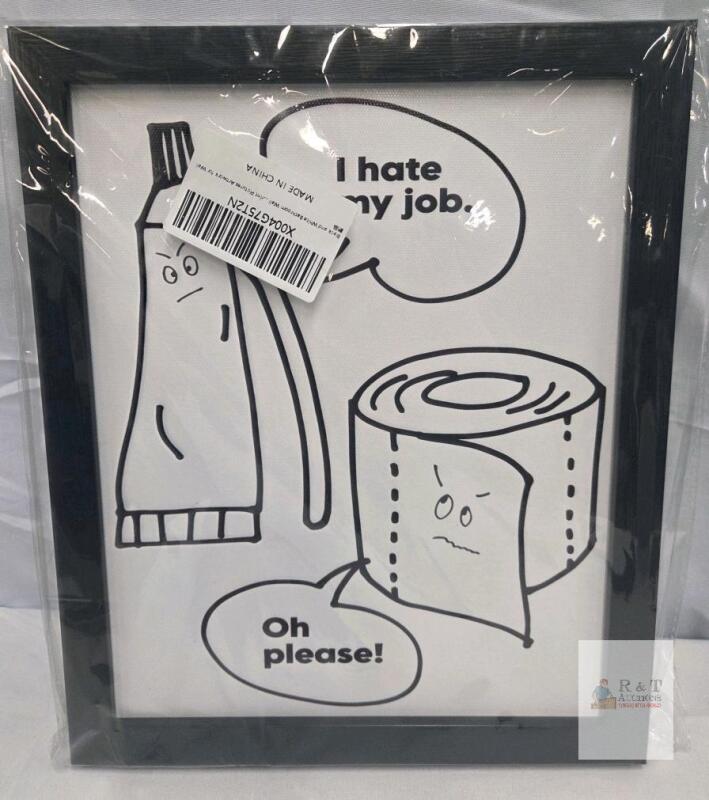 new Black and White Bathroom Wall Art - 11.75" x 9.5" Framed Print