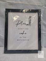 NEW Senlifa APPROX 10"x8" Humor Bathroom Framed Sign, Black & White, Please Don't Do Coke, Sawtooth Mount
