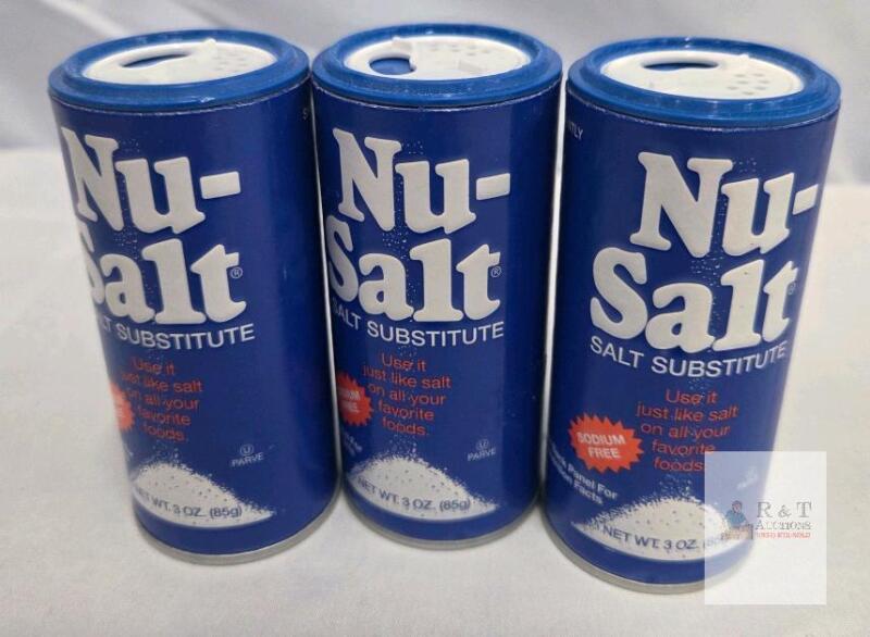 Nu-Salt Salt Substitute, 3 oz Canisters, 3-Pack, Sodium-Free, Potassium Chloride