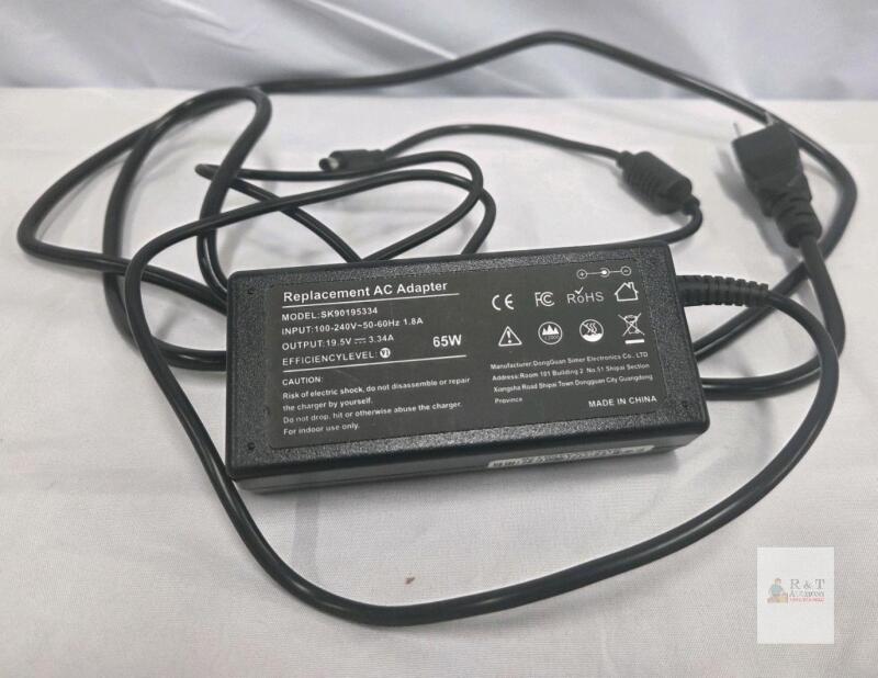 NEW 65W Laptop AC Power Adapter, Model SK90195334, 19.5V 3.34A, Universal, DongGuan Simer, C5 Input