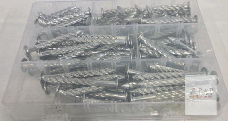NEW Masonry Nails Assortment Kit, Mixed Sizes Hardened Steel, Fluted Shank, Organizer Box
