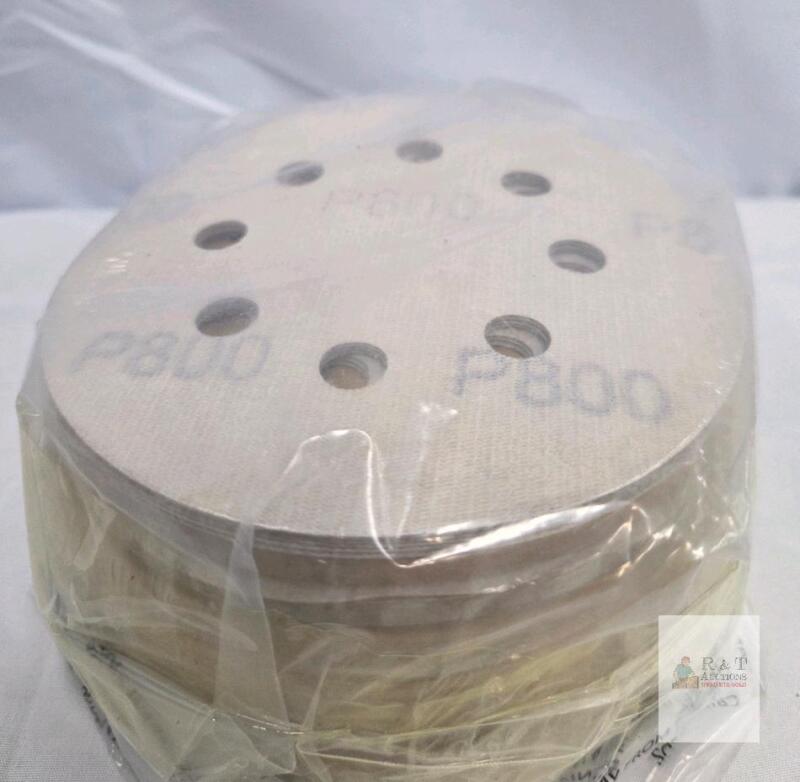 5-Inch P800 Hook & Loop Sanding Discs, 100 pcs, 8-Hole, Aluminum Oxide, Film