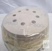 5-Inch P800 Hook & Loop Sanding Discs, 100 pcs, 8-Hole, Aluminum Oxide, Film