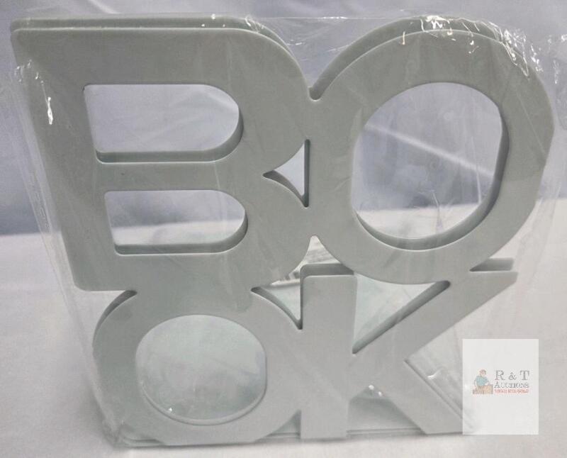 Winterworm "BOOK" Nonskid Metal Bookends, White, 4.5" x 5.3" x 5.9"