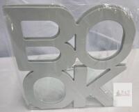 Winterworm "BOOK" Nonskid Metal Bookends, White, 4.5" x 5.3" x 5.9"