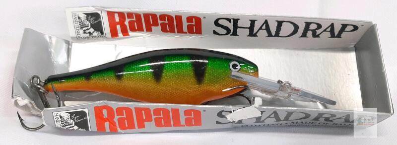 Rapala Shad Rap SR09 P Perch, Floating 3-1/2" Balsa Wood Crankbait, 3/8oz, 2 Treble Hooks