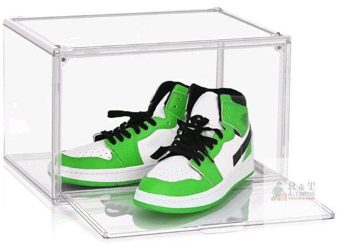 NEW Clear Plastic Stackable Shoe Display Box with Drop-Down Front Door, Fits Men's High-Top Sneakers