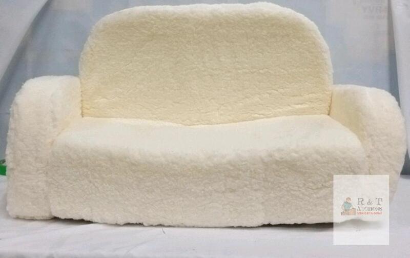 Delta Children Cozy Kids 2-in-1 Convertible Foam Sofa Bed, Sherpa Cover, White 31X20 OPEN BOX GOOD USED CONDITION