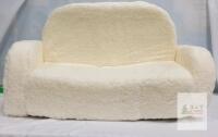 Delta Children Cozy Kids 2-in-1 Convertible Foam Sofa Bed, Sherpa Cover, White 31X20 OPEN BOX GOOD USED CONDITION