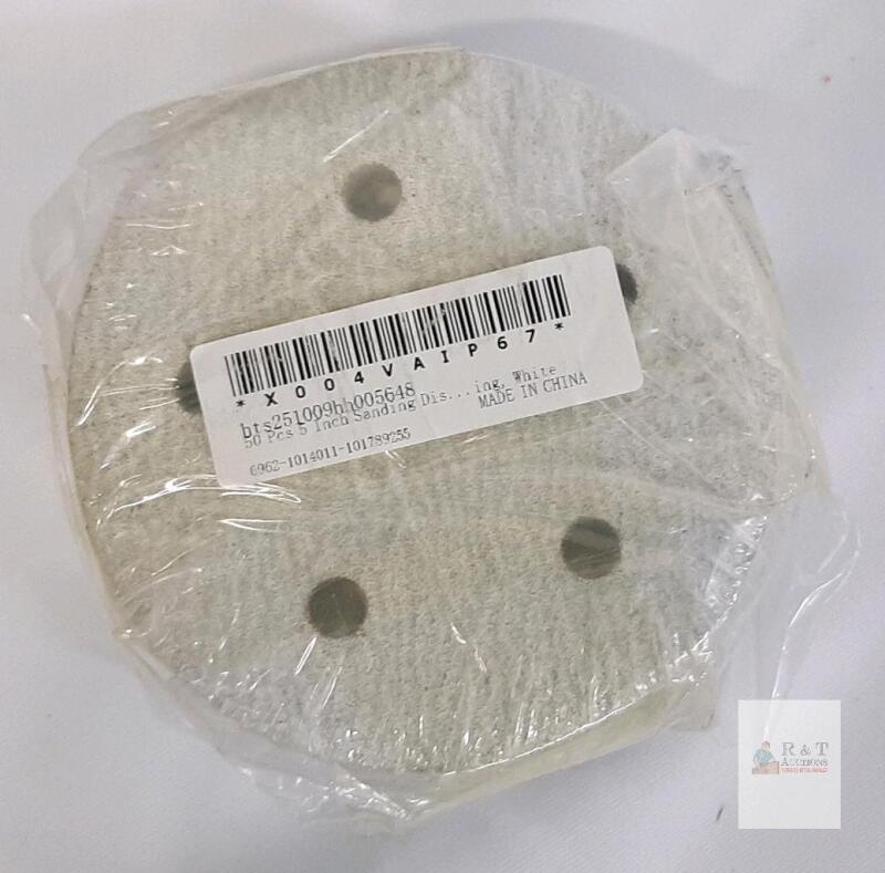 50 Pcs 5 Inch 8-Hole White Sanding Discs, Model bts251009hh005648,
