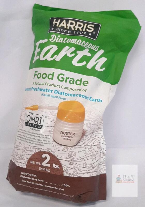 NEW Harris Food Grade Diatomaceous Earth 2 lbs, OMRI Listed, 100% Purity, Duster Included