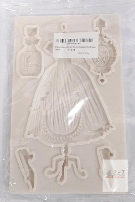 Princess Dress Silicone Mold YN515 &ndash; 6-Cavity, Food-Grade, Decorative Craft, X004MNFFBV, 6.9"x4.3"