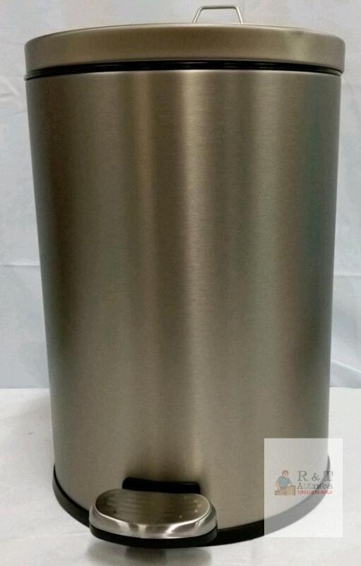 Stainless Steel Pedal Trash Can 3 Gallon, Brushed Finish, Step-On, Lid & Handle, Dent on Lid
