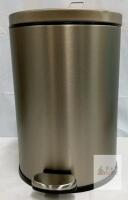 Stainless Steel Pedal Trash Can 3 Gallon, Brushed Finish, Step-On, Lid & Handle, Dent on Lid