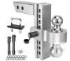 NEW Adjustable 2.5" Shank Trailer Hitch Ball Mount, 8" Drop/Rise, Dual Ball (2", 2-5/16"), 18,500 lbs