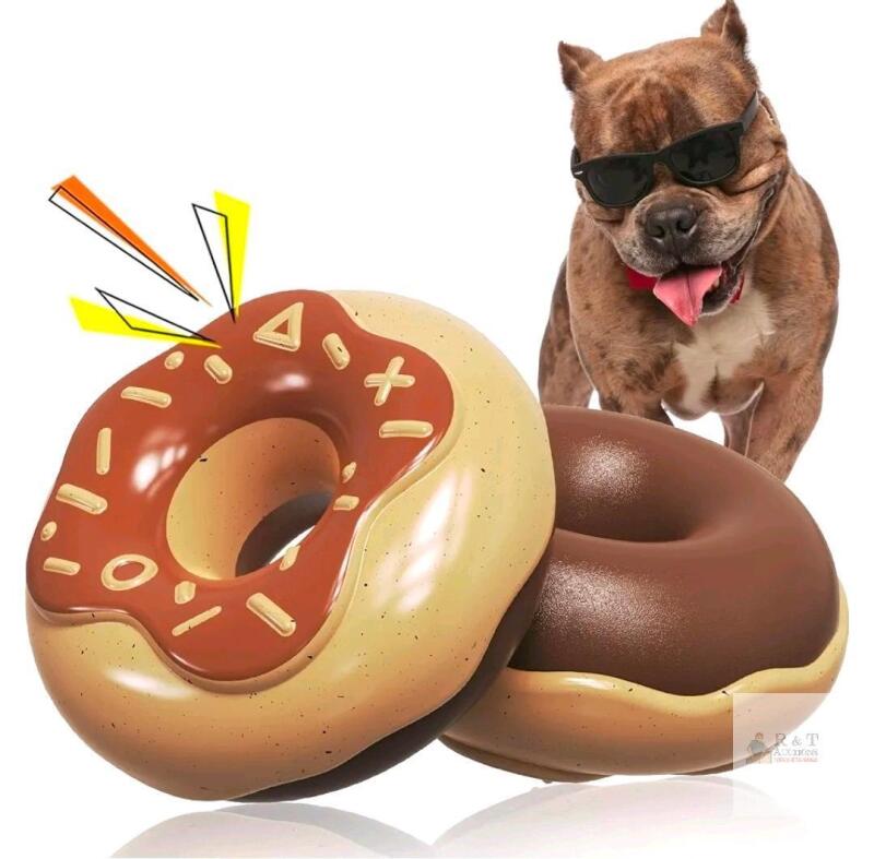 NEW Donut Squeaky Dog Toy, TPR, 4.65"x2.15", Dental Cleaning, Chew-Resistant, Model K2310A