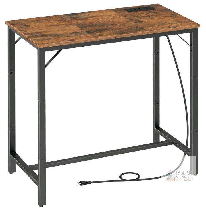 new HOOBRO BF90UBT01 Bar Table, 35.4"x15.7"x35.6", Rustic Brown, Built-in Power Outlets & USB Ports