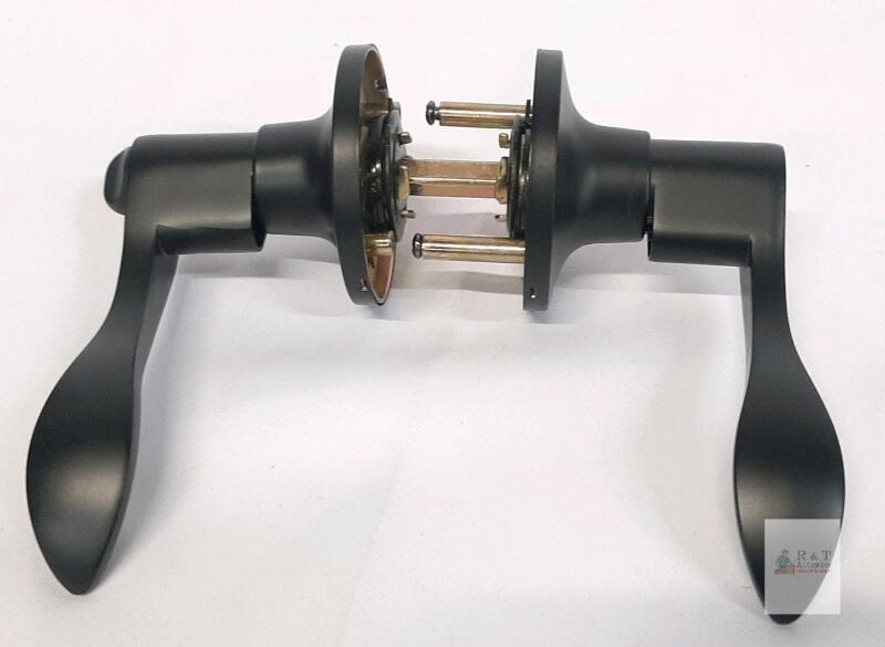 Henyin Left Hand Matte Black Door Lever Handle Set, Professional Grade, Passage, Model 805-B-L-BK