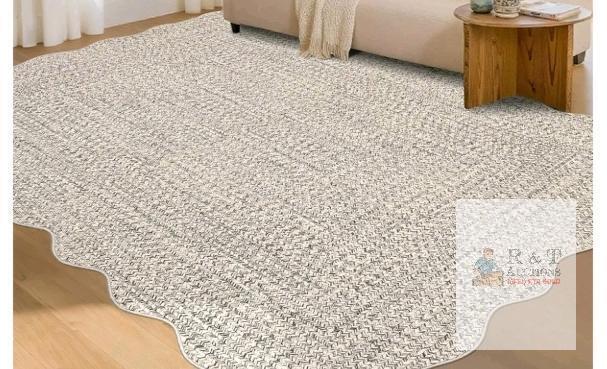 New - 9ft&times;6ft Scalloped Area Rug . See photo for example