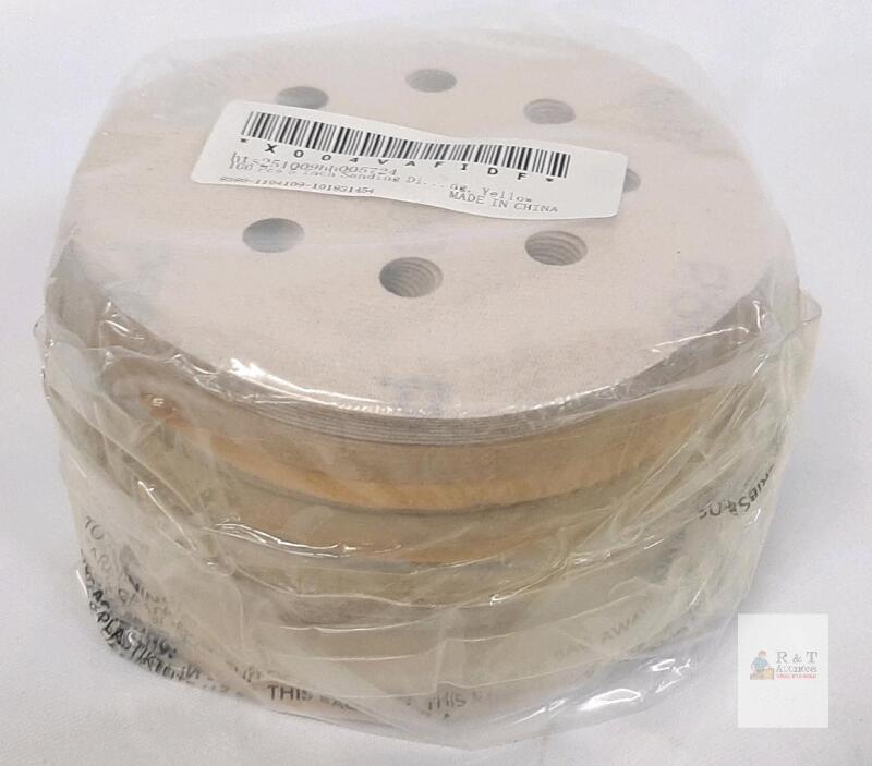 100 pc 5-Inch 8-Hole Sanding Discs, Yellow, Hook & Loop, X004VAFIDF,