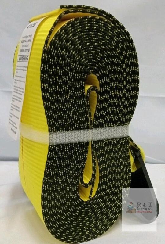 NEW 4"x30' Flat Hook Winch Strap, 18,000 lb Break Strength, 6,000 lb WLL, Yellow, Polyester,