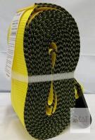NEW 4"x30' Flat Hook Winch Strap, 18,000 lb Break Strength, 6,000 lb WLL, Yellow, Polyester,