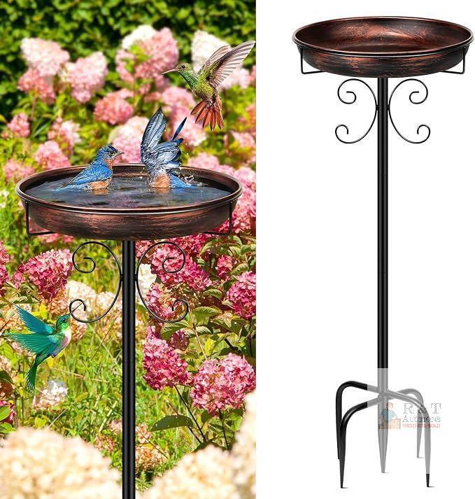 DAOENY 35-Inch Metal Bird Bath with 12-Inch Bowl and 5-Pronged Base