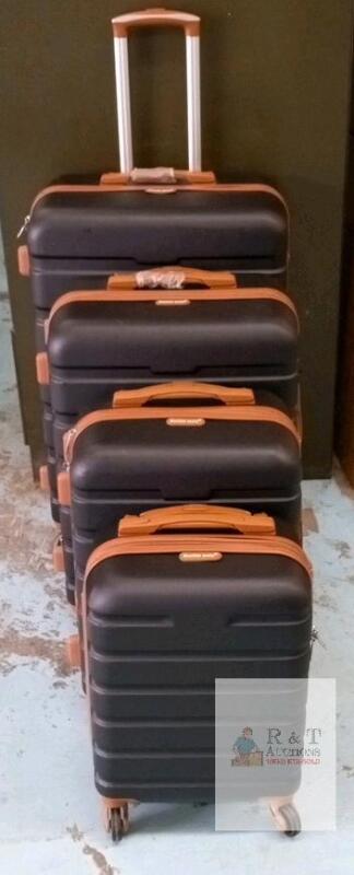 Ooolife Smile 5-Piece Hard Shell Luggage Set &ndash; Black with Tan Trim, Spinner Wheels, Telescoping Handles Used/good condition A few bumps and marks