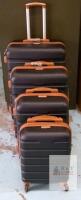 Ooolife Smile 5-Piece Hard Shell Luggage Set &ndash; Black with Tan Trim, Spinner Wheels, Telescoping Handles Used/good condition A few bumps and marks